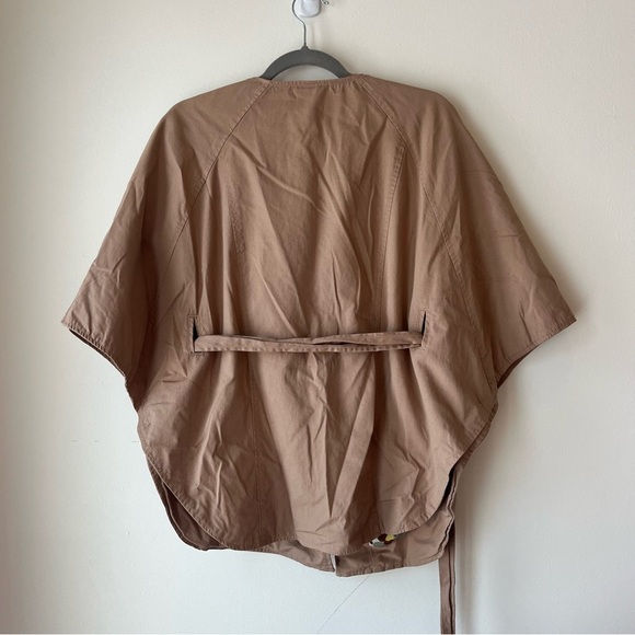 Tulle Tan Cape Jacket Women’s Small Khaki Cotton Double Breasted Y2K Mod - Picture 10 of 14